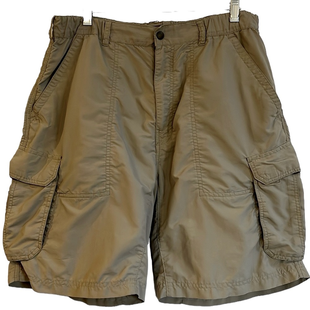 REI MENS LIGHTWEIGHT CARGO HIKING SHORTS KHAKI TAN SIZE LARGE